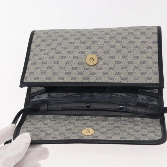 GUCCI Micro GG Supreme Shoulder Bag PVC Navy Gold 004 89 1041 Auth 144072 - Picture 11 of 15